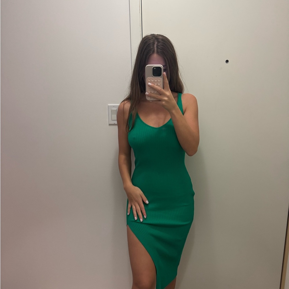 ELF Asymmetrical Green Dress